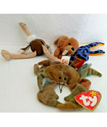 Lot of  4 TY Teenie Beanie Babies  Crab Lizzard Ostrich Walrus 1993 1999 - $9.90