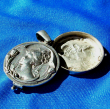 Antique Art Nouveau Sterling Silver Pendant European Deco Locket 925 Estate Gift - $1,895.25