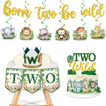 Two Wild Birthday Decorations Boy Set Include Born Two Be Wild Banner and Hangin - £13.16 GBP