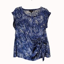 Dana Buchman Womens Blue Paisley Print Top W/ Side Tie Detail 1X - $11.30