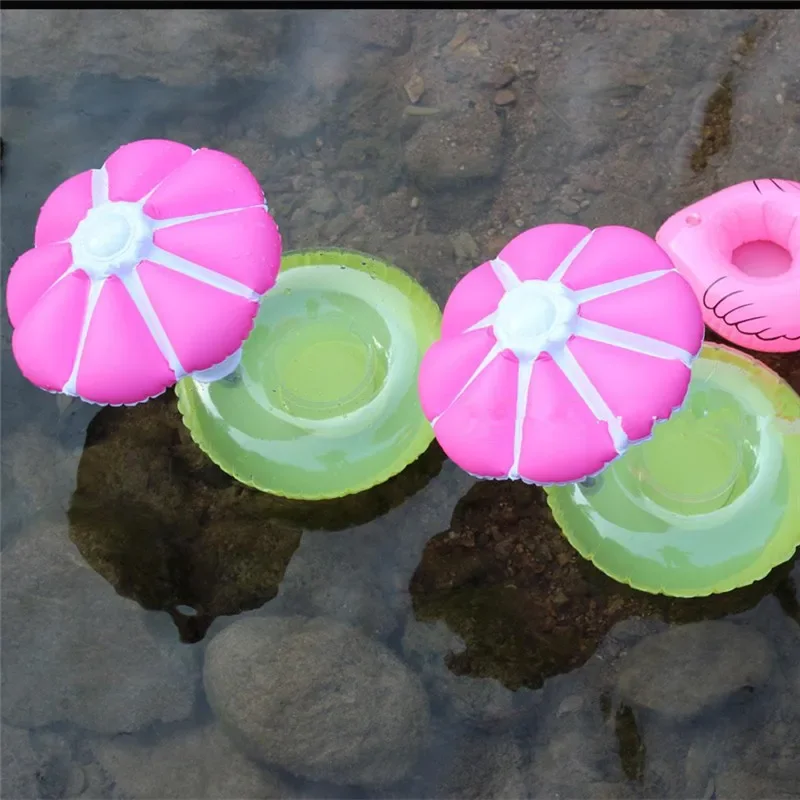 1 Pcs Cute Pvc Inflatable Coaster Red And Blue Small Umbrella Inflatable Cup - £8.65 GBP