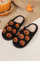 Black Halloween Pumpkin Plush Home Slippers - $170.41 MXN