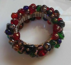 Multi-Color Glass Bead Cluster Stretch Bracelet - $34.64