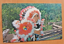 1964 Cherokee Indian Boy Mose Walkingstick Cherokee North Carolina Postcard - $7.69