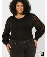 NWT Torrid Supersoft Slub Crew Neck Lace Sleeve Size 0 - $34.75 CAD