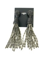 Artisan Beaded Chandelier Clip-On Earrings, Black, New - $138.63 MXN