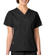 WonderWink Origins Bravo V-neck Scrub Top 6016 Women&#39;s black Yellow Mode... - $17.82
