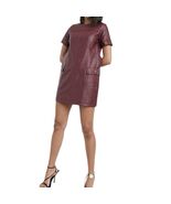 River Island Faux Leather Shift Dress with Pockets Size 4 Burgundy Gold ... - $459.34 MXN