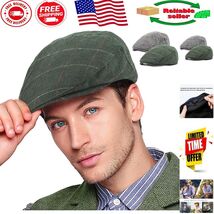 Classic Adjustable Newsboy Caps for Men in Plaid Grey &amp; Green - Warm &amp; S... - $1,107.60 MXN
