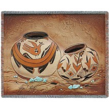 72x54 Zuni Pottery Southwest Brown Native American Tapestry Throw Blanket - $63.36