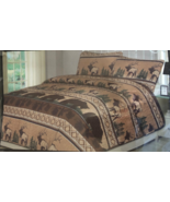 Nantucket Rustic Quilt Comforter Sham Set Twin Size Deer Bear Open Package - $78.37