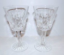 Vintage Pair Of Signed Waterford Crystal Lismore 5 7/8&quot; Claret Wine Glasses - £43.35 GBP