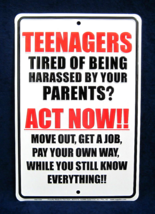 TEENAGERS ACT NOW *US MADE* Embossed Metal Warning Sign -Class Rm Man Ca... - £12.48 GBP