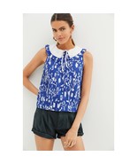 New Anthropologie Maeve Pintucked Floral Blouse $120 SIZE 4 Blue Retro A... - $71.39 CAD