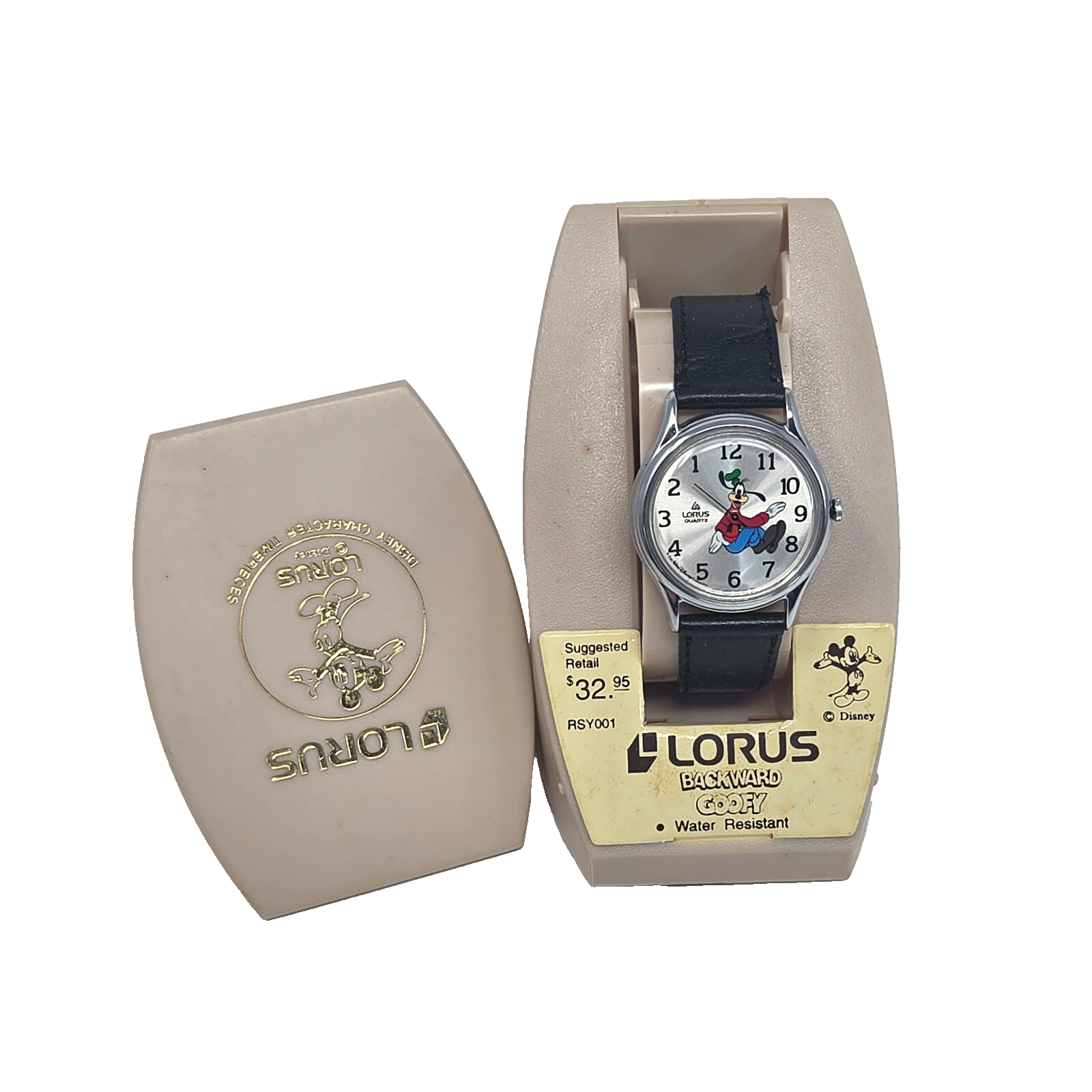 VINTAGE THE WALT DISNEY COMPANY LORUS BACKWARD GOOFY WRIST WATCH NEW W/ ... - $71.25