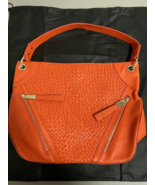 B. Makowsky (A237156) Pebbled Leather Front Braided Medium Handbag, Orange - $80.00