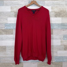 Brooks Brothers Vintage 90s V Neck Sweater Red Supima Cotton Casual Mens XL - £15.72 GBP