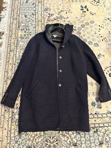 Vtg LL Bean Jacket Womens Large Navy Blue Boiled New Wool Hooded Made in Austria - £41.43 GBP