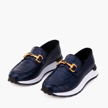 The Milan Navy Croc-Embossed Leather Women Sneaker image 6