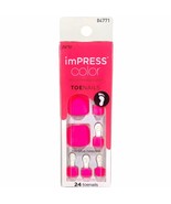 NEW Kiss Nails Impress Color Press On Pedicure Gel Solid Matte Neon Pink... - $17.86 CAD