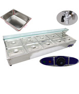 110V Commercial 10-Pan Bain Marie Canteen Buffet Food Warmer 12&#39;&#39;x10&#39;&#39;x4... - $13,285.79 MXN