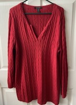 Lauren Ralph Lauren Cable Knit Cotton Sweater Womens Plus Size 1x  V Nec... - £16.38 GBP