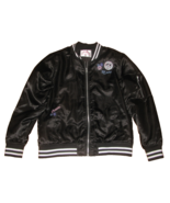 Justice Girls Black Bomber Jacket Long Sleeve Peace Love Logo Coat Size 20 - £7.77 GBP