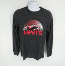 Levi&#39;s Men&#39;s Long Sleeve Charcoal Gray Graphic Tee Small NWT - £16.40 GBP