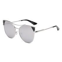 Women Metal Retro Mirrored Round Cat Eye UV Protection Fashion Sunglasses - £16.41 GBP