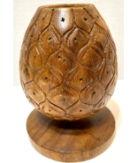 Vintage Hard Carved Wooden Pineapple Pedestal Tealight Votive Candle Hol... - £19.13 GBP