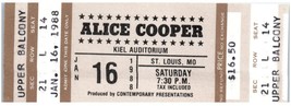 Vintage Alice Cooper Ticket Stub Janvier 16 1988 St.Louis MO Inutilisé Untorn - £35.50 GBP