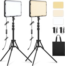 2-Pack Led Video Light Kit With 63&#39;&#39; Tripod Stand, Obeamiu 20W, Zoom Calls - £52.33 GBP