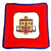 Victorian House Pillow Cover Sham Quilt Decor Square Zipper Blue Red 16-in sq. - £14.15 GBP