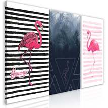 Tiptophomedecor Stretched Canvas Nordic Art - Flamingos - Stretched &amp; Framed Rea - £78.35 GBP+