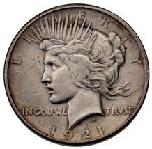1921 Argent Paix Dollar En Très Fin VF État, Grafitti Sur Marche Arrière - $209.87