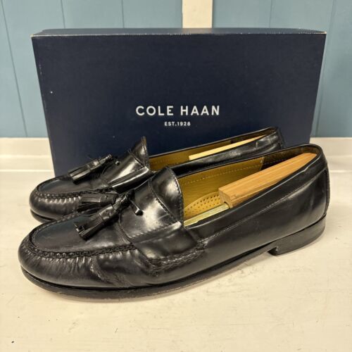 Men's Cole Haan Air Black Pinch Tassel Loafers Size 11 Leather 03507 + Shoe Tree - $59.39