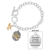Angel Charm Inspirational Chain Link Bracelet Silver Alloy - £10.41 GBP