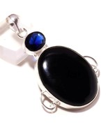Natural Cabochon Black Onyx, Iolite Gemstone 925 Silver Overlay Handmade... - $16.34 CAD