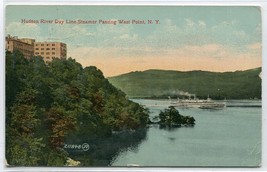 West Point New York Hudson River Day Line Steamer Passing By 1915 postcard - $5.89