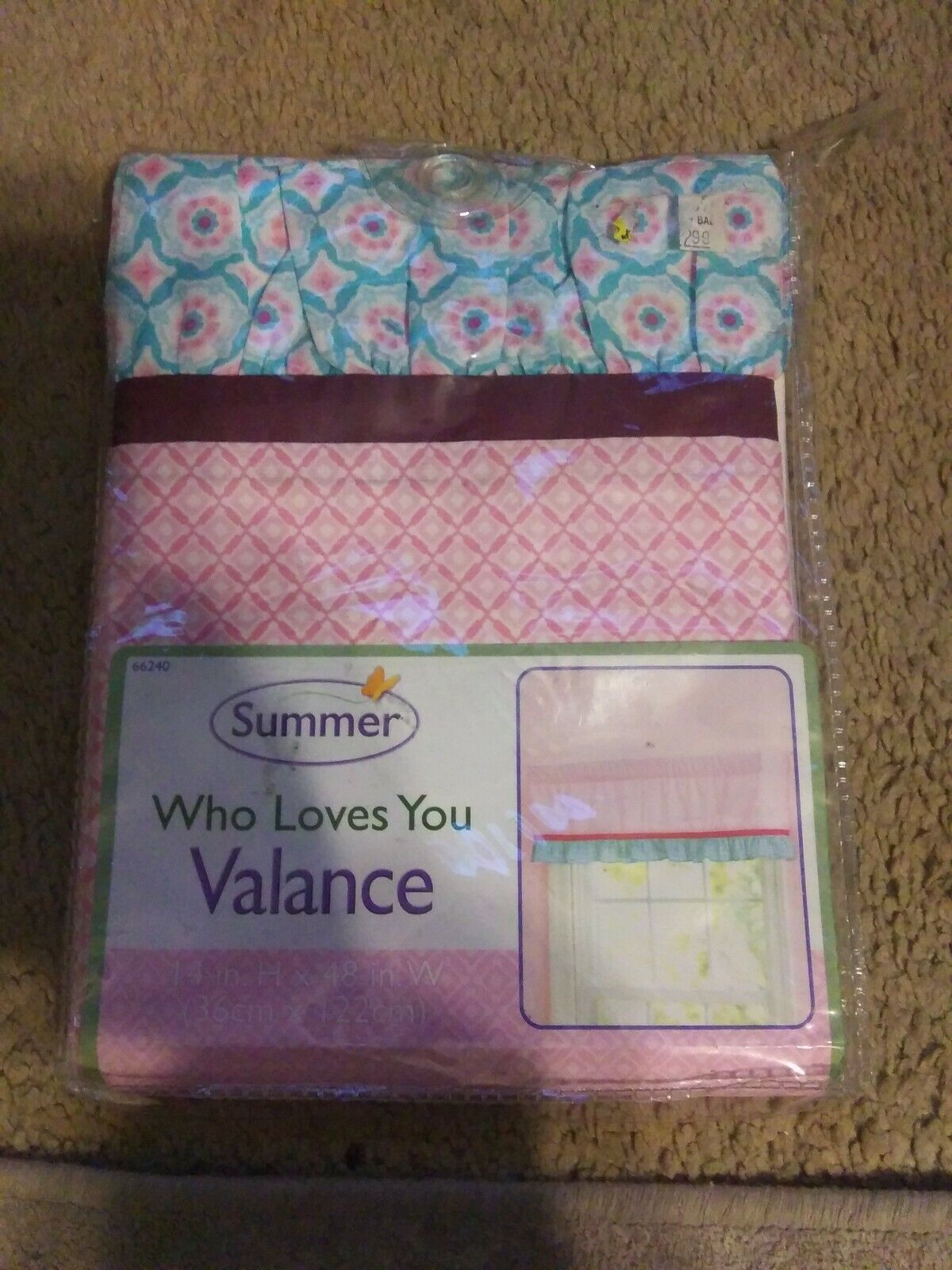 Summer Who Loves You Valance Window 14 x 48 inches Nursery - $2.99