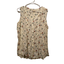 Jane &amp; Delancey Womens Casual Button Up Top White Floral Sleeveless Pleated M - £13.23 GBP