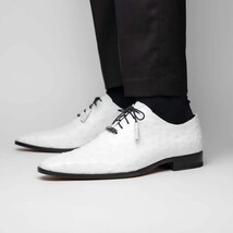 Criss Genuine Ostrich Quill Oxford Dress Shoes White image 6