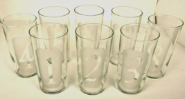 Vintage Highball Glasses Bar Tall Frosted Number Set 8 Mid Century Barware - $88.00