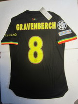 Ryan Gravenberch Ajax Amsterdam UCL Match Slim Black Third Soccer Jersey 2021-22 - £78.36 GBP