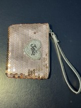 Justice Girl&#39;s Rose Gold Sequin Zipper Wrist Wallet Coin Purse Handle 4.... - £10.85 GBP
