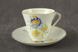 Vintage English China Victoria C&amp;E Blue &amp; Yellow Floral Teacup &amp; Saucer ... - £19.34 GBP