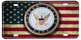 Navy Military Logo Usa Vintage Flag License Plate Made In Usa - £28.06 GBP