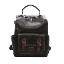 Trendy Women&#39;s Backpack Vintage Pu Leather Daypack Brown Mochilas Para Mujer Cas - £49.08 GBP