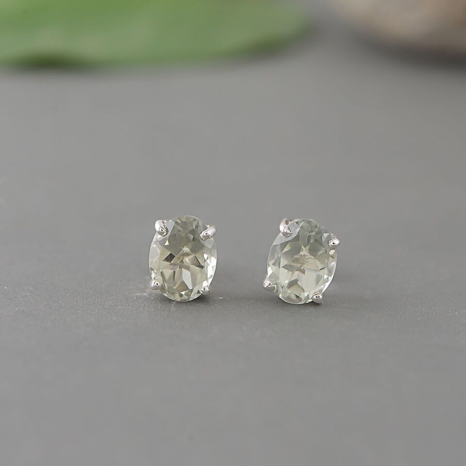 Primary image for Natural 925 Sterling Silver Green Amethyst Earings, Best Birthday gift for girls