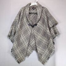 Altare Soft Knit Plaid Fringe Cape Poncho Women&#39;s One Size Horn Toggle C... - $39.21 CAD